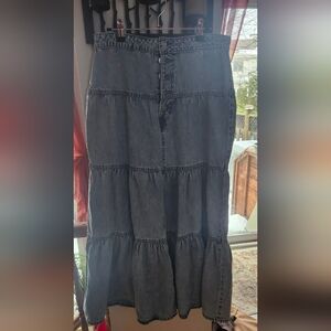 Jean Tiered Denim Maxi Skirt
